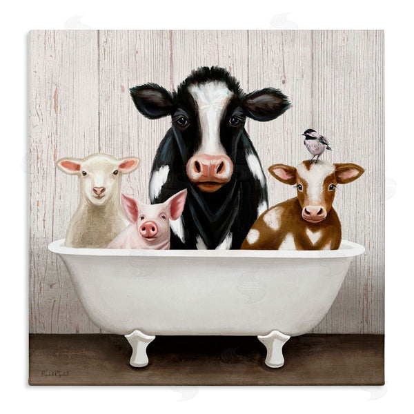 stupell industries Elizabeth Tyndall | Country Animals Farmhouse Claw Bathtub