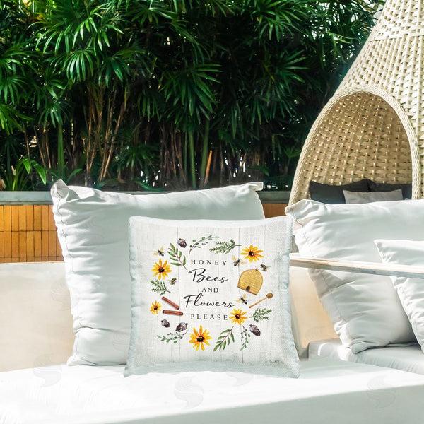 Stupell Industries Elizabeth Tyndall | Country Cottage Wreath & Quote Throw Pillow
