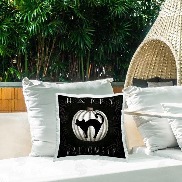 Stupell Industries Elizabeth Tyndall | Happy Halloween Cat & Pumpkin Printed Throw Pillow