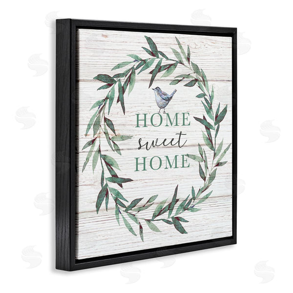 Stupell Industries Elizabeth Tyndall | Home Sweet Home Sentiment Green Fern Wreath Blue Bird Wall Art