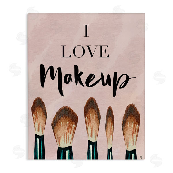 stupell industries Elizabeth Tyndall | I Love Makeup Pink Cosmetic Brushes