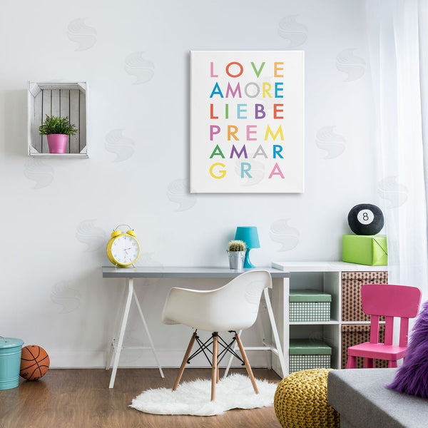 Stupell Industries Elizabeth Tyndall | Love Amore Liebe Romantic Phrases Bold Rainbow Text Wall Art