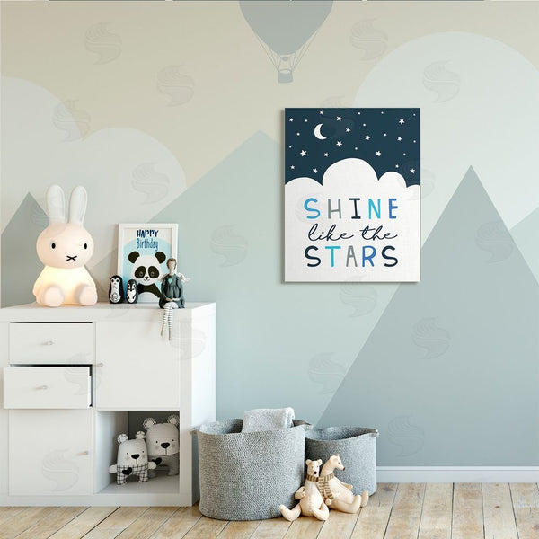 Stupell Industries Elizabeth Tyndall | Shine Like The Stars Phrase Night Sky Clouds Wall Art