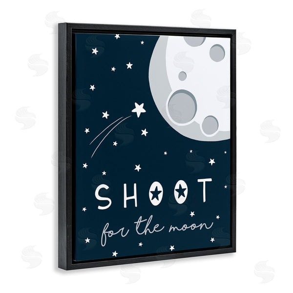 Stupell Industries Elizabeth Tyndall | Shoot For The Moon Sentiments Flying Stars Blue White Wall Art