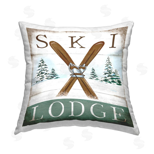 stupell industries Elizabeth Tyndall | Vintage Ski Lodge Printed Throw Pillow