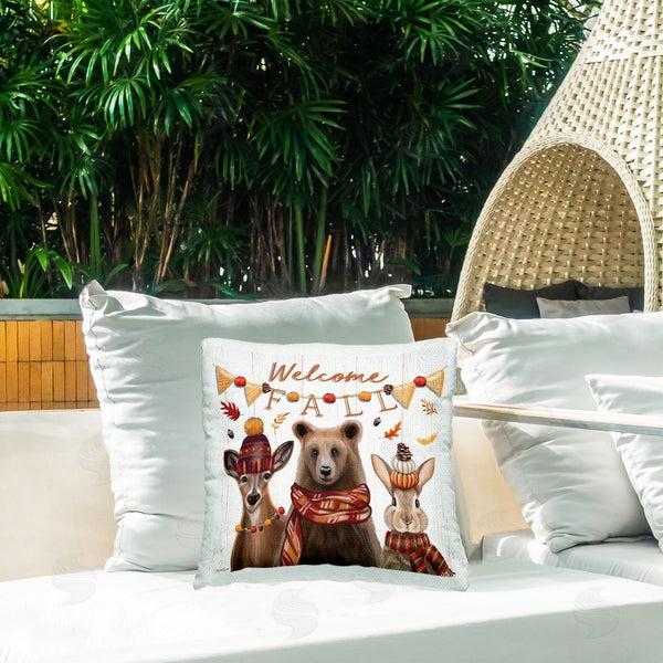 Stupell Industries Elizabeth Tyndall | Welcome Fall Woodland Animals Printed Throw Pillow