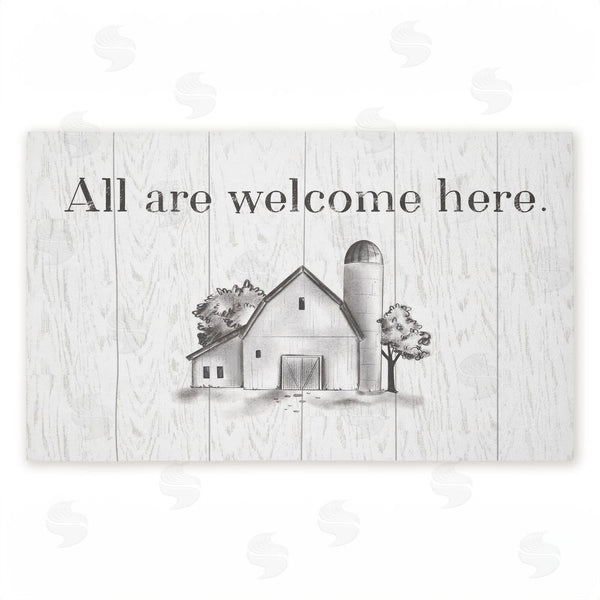 stupell industries Emily Call | All Are Welcome Barn Non-Woven Door Mat