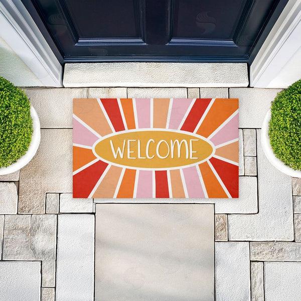 Stupell Industries Emily Cromwell | Bright Welcome Sunburst Non-Woven Door Mat