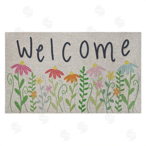 stupell industries Emily Cromwell | Spring Wildflower Welcome Faux Sisal Door Mat