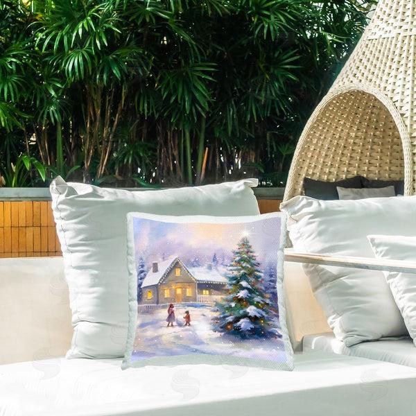 Stupell Industries Enrico McGarrigle | Kids Making Snowman Printed Throw Pillow