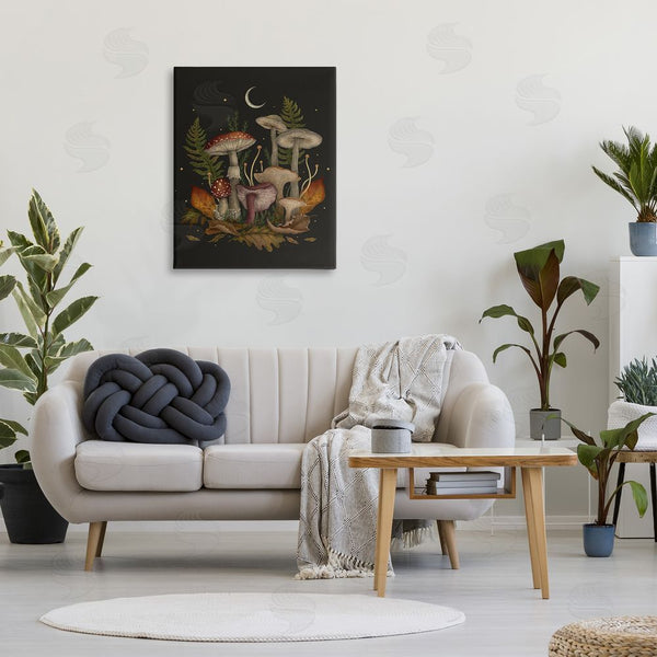 Stupell Industries Episodic Drawings | Dark Mushrooms With Moon Wall Art