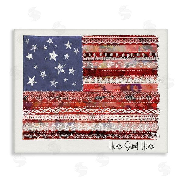 stupell industries Erica Billups | Home Sweet Home Phrase Lace Pattern American Flag Wall Art