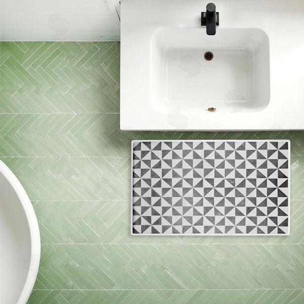 Stupell Industries Erin Marie | Mediterranean Squares Geometric Plush Bath Mat
