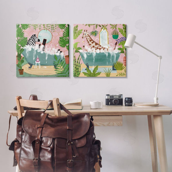 Stupell Industries Farida Zaman | Giraffe Zebra Safari Animal Tub Wall Art