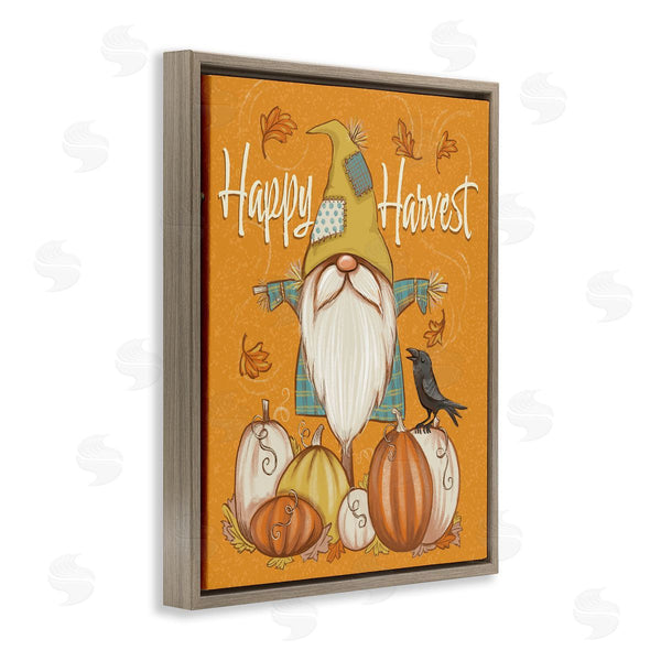 Stupell Industries Figgy Pudding Designs | Happy Harvest Scarecrow Gnome Seasonal Pumpkins Crow Wall Art