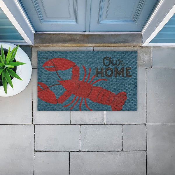 Stupell Industries Gail Veillette | Our Home Lobster & Stripes Faux Sisal Door Mat
