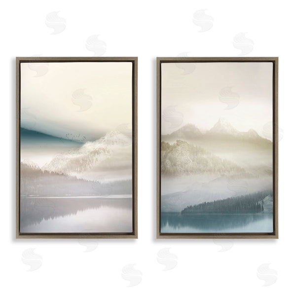 Stupell Industries Gemma Bardot | Mountain Peaks & Neutral Lake