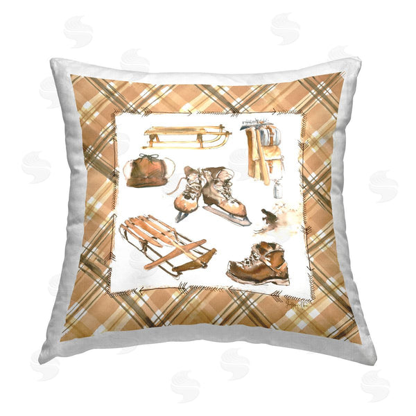 stupell industries Geoff Allen | Plaid Winter Sports Printed Throw Pillow