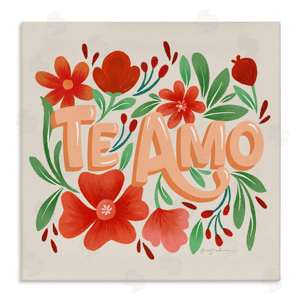 stupell industries Gia Graham | Te Amo con Flores Rojas Wall Art