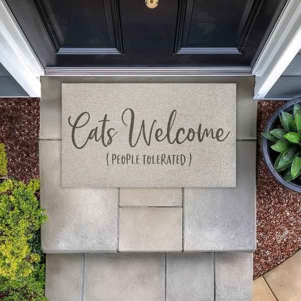 Stupell Industries Gigi Louise | Cats Welcome People Tolerated Faux Sisal Door Mat