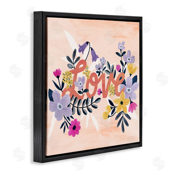Stupell Industries Grace Popp | Love Calligraphy Bold Floral Botanical Border Wall Art