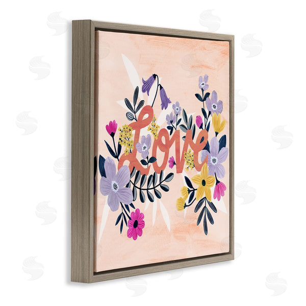 Stupell Industries Grace Popp | Love Calligraphy Bold Floral Botanical Border Wall Art
