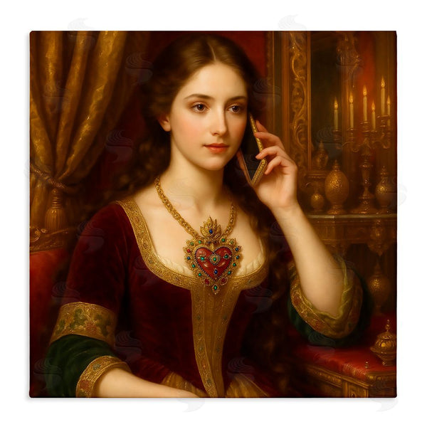stupell industries Grotto Studios | Rococo Woman with Cell Phone