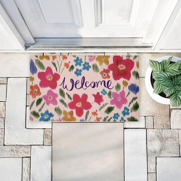Stupell Industries Heather McLaughlin | Welcome Ikat Flowers Non-Woven Door Mat