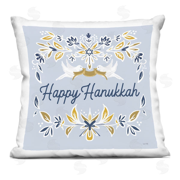stupell industries House Fenway | Happy Hanukkah Doves Phrase Printed Throw Pillow