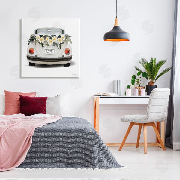 Stupell Industries House Fenway | Love Text White Convertible Car Flower Blossom Wreath Wall Art