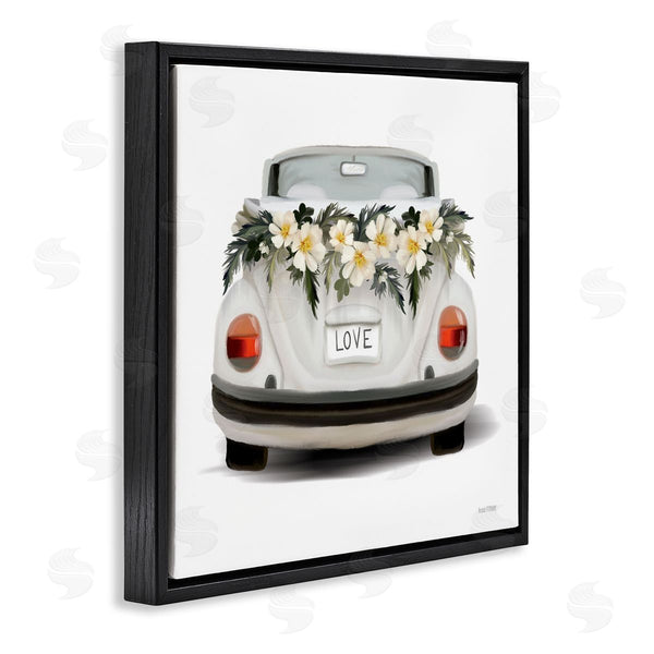 Stupell Industries House Fenway | Love Text White Convertible Car Flower Blossom Wreath Wall Art