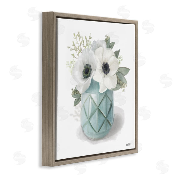 Stupell Industries House Fenway | White Flowers In Turquoise Vase