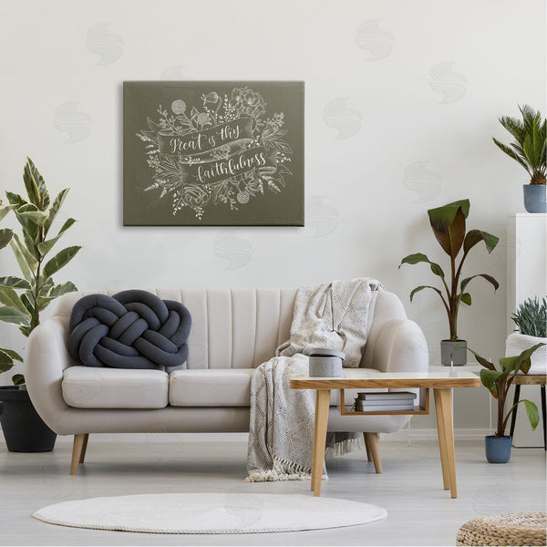 Stupell Industries Imperfect Dust | Great Is Thy Faithfulness Religious Phrase Botanical Border Wall Art