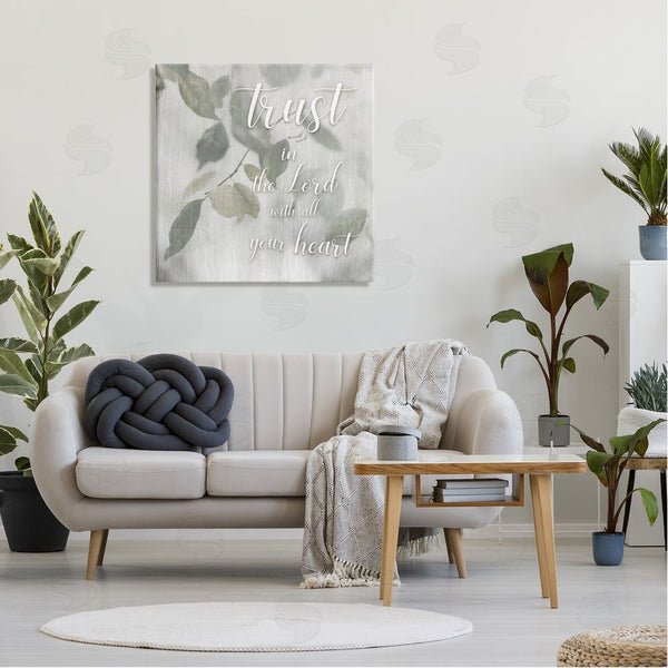 Stupell Industries Irene Weisz | Trust The Lord Motivating Religious Quote Botanical Leaves Wall Art