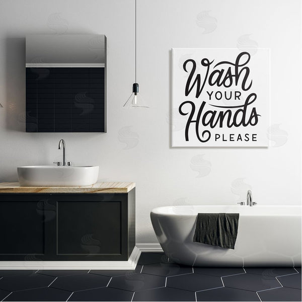 Stupell Industries Jalynn Heerdt | Wash Hands Please Bathroom Typography Text Sign Wall Art