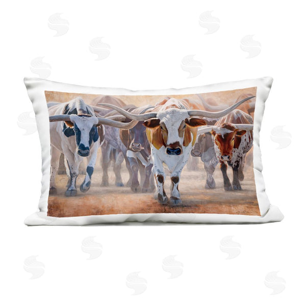 Stupell Industries James Corwin | Trotting Longhorn Cattle Printed Throw Pillow