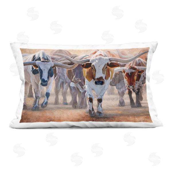 stupell industries James Corwin | Trotting Longhorn Cattle Printed Throw Pillow