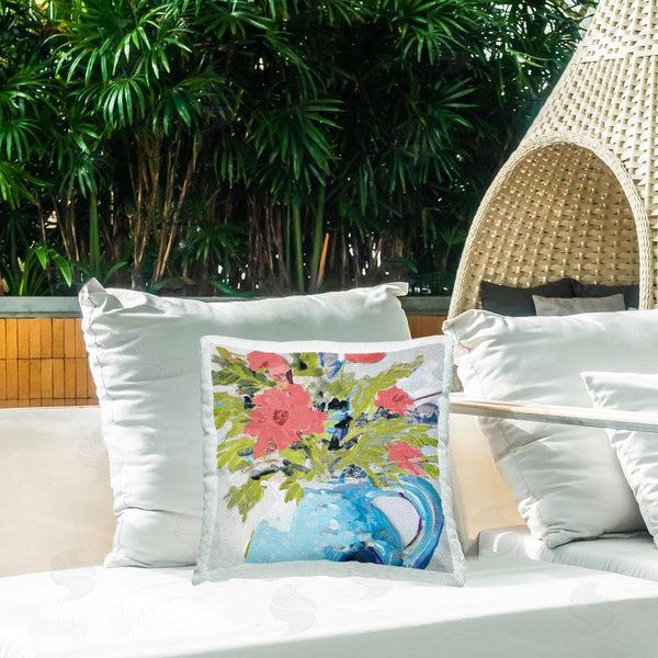Stupell Industries Jane Slivka | Pink Daisies In Blue Vase Throw Pillow