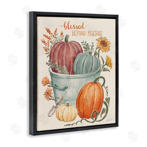 Stupell Industries Janelle Penner | Blessed Beyond Measure Phrase Autumn Pumpkin Tin Wall Art