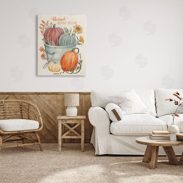 Stupell Industries Janelle Penner | Blessed Beyond Measure Pumpkin Plants Fall Harvest Wall Art