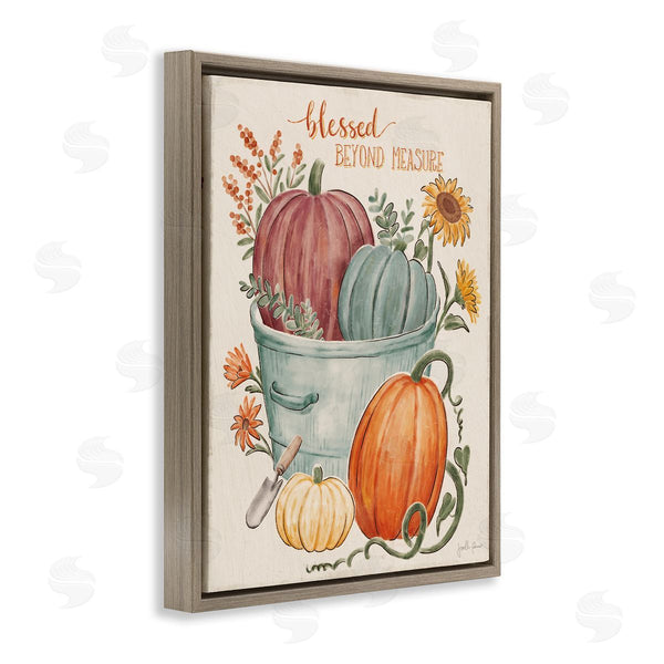 Stupell Industries Janelle Penner | Blessed Beyond Measure Pumpkin Plants Fall Harvest Wall Art