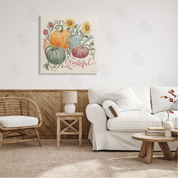 Stupell Industries Janelle Penner | Grateful Floral Fall Pumpkins Wall Art