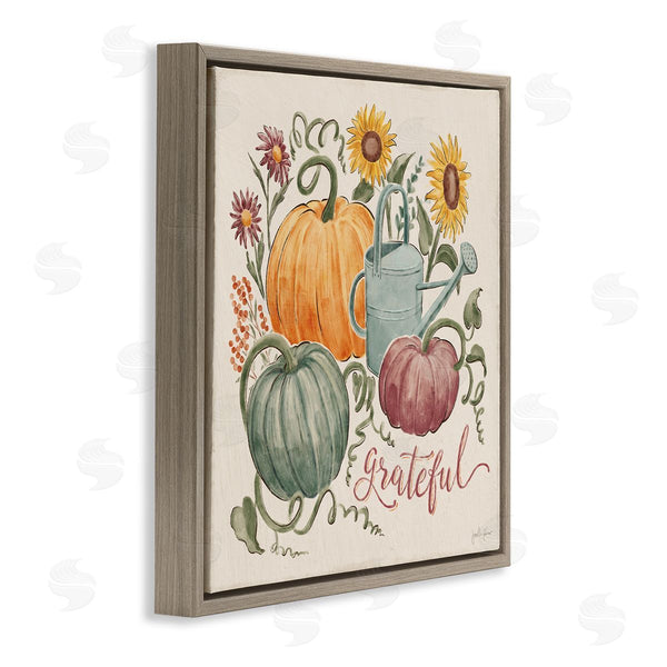 Stupell Industries Janelle Penner | Grateful Floral Fall Pumpkins Wall Art