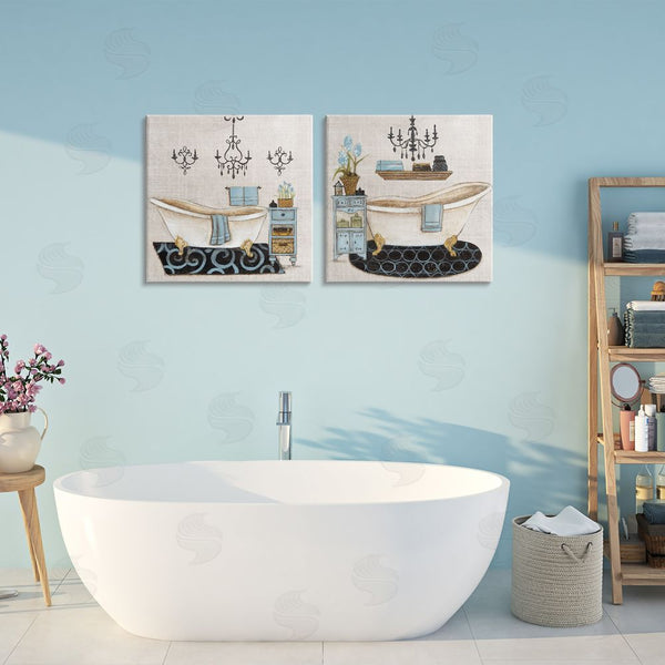 Stupell Industries Janet Tava | Blue Relaxation Bathroom