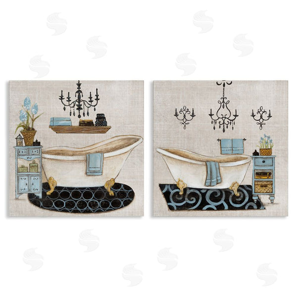 stupell industries Janet Tava | Blue Relaxation Bathroom