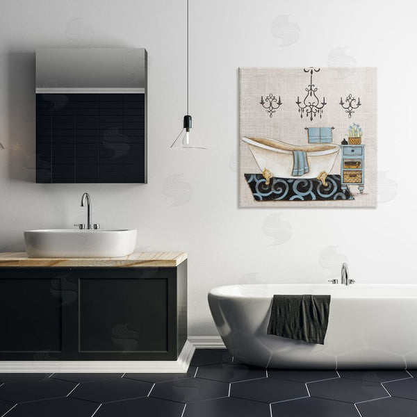 Stupell Industries Janet Tava | Blue Relaxation Bathtub