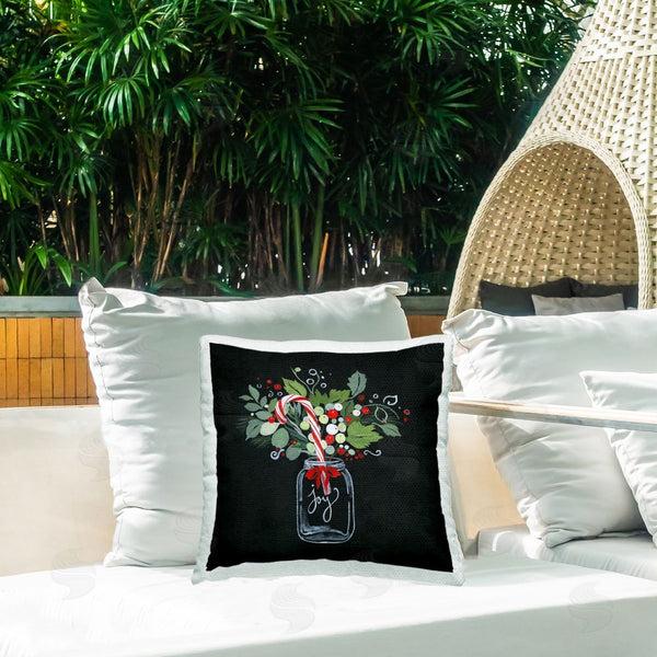Stupell Industries Janet Tava | Joy Candy Cane Jar Printed Throw Pillow