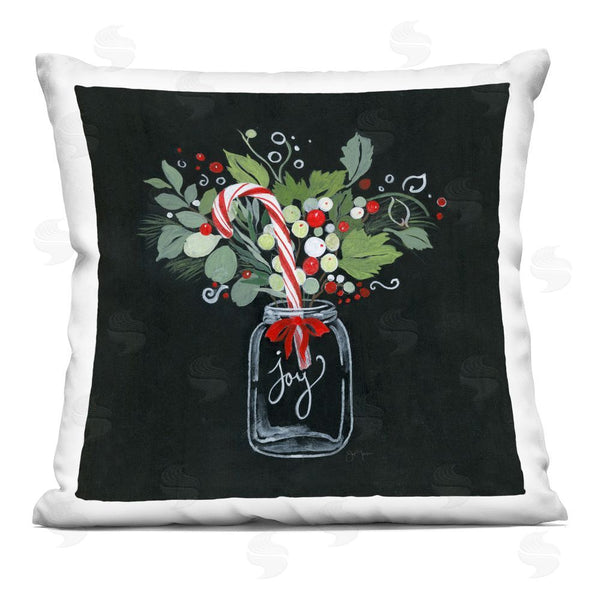 stupell industries Janet Tava | Joy Candy Cane Jar Printed Throw Pillow