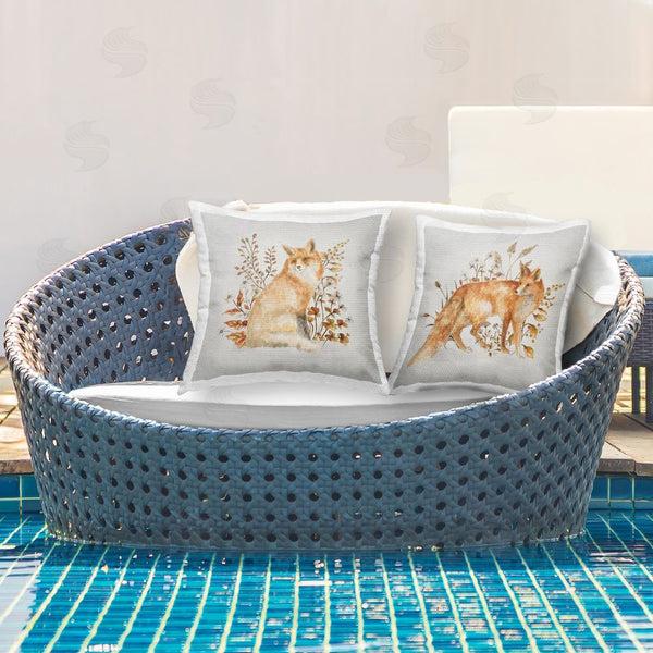 Stupell Industries Janice Gaynor | Fluffy Red Fox Autumn Leaves Printed Throw Pillow Set