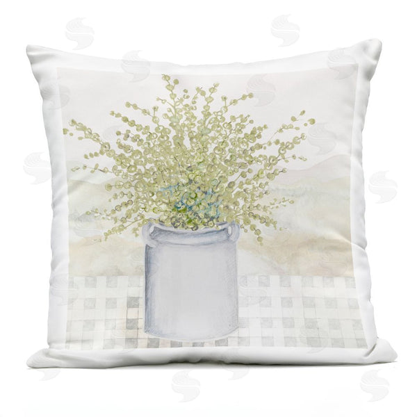 Stupell Industries Janice Gaynor | Garden Plant With Subtle Checkered Throw Pillow